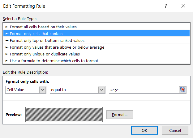 conditional formatting obstacles