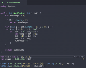 bubble sort csharp