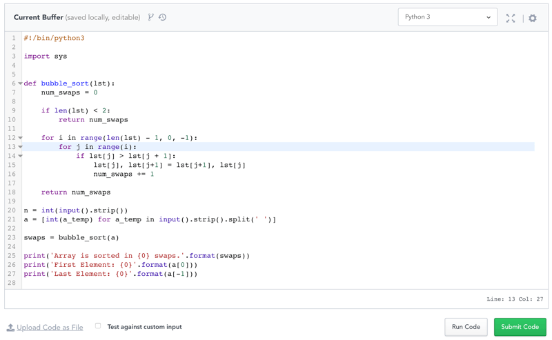 Bubble Sort Program in Python